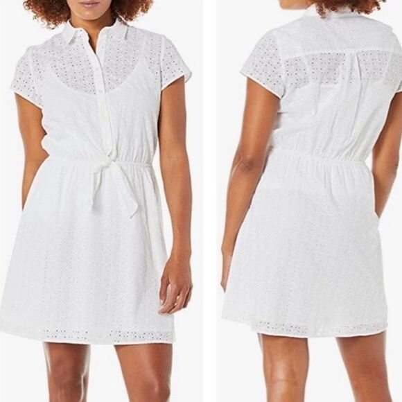 J. Crew Mercantile White Cotton Eyelet Tie Front Dress size XS - Picture 1 of 14
